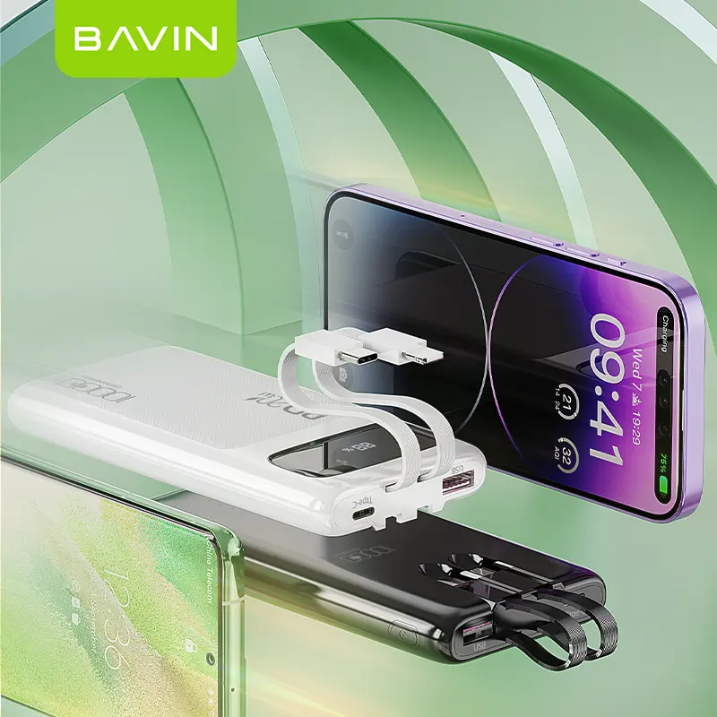 BAVIN 10000MAH 20W PD 빠른 충전 PD 휴대용 야외 여행 USB 유형 c 휴대 전화 전원 은행 PC008S