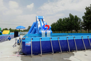 40ft thương mại lớn nhất hồ trượt & bay bay Inflatable screamer trượt nước với trên mặt đất hồ bơi - Product Image 4