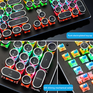 Punk RGB Backlit LED Wired USB Gaming <strong>Mechanical</strong> <strong>Keyboard</strong> <strong>Programmable</strong> Macro Key Teclado Mekanik Klavye <strong>Mechanical</strong> Round Keycap - Product Image 6