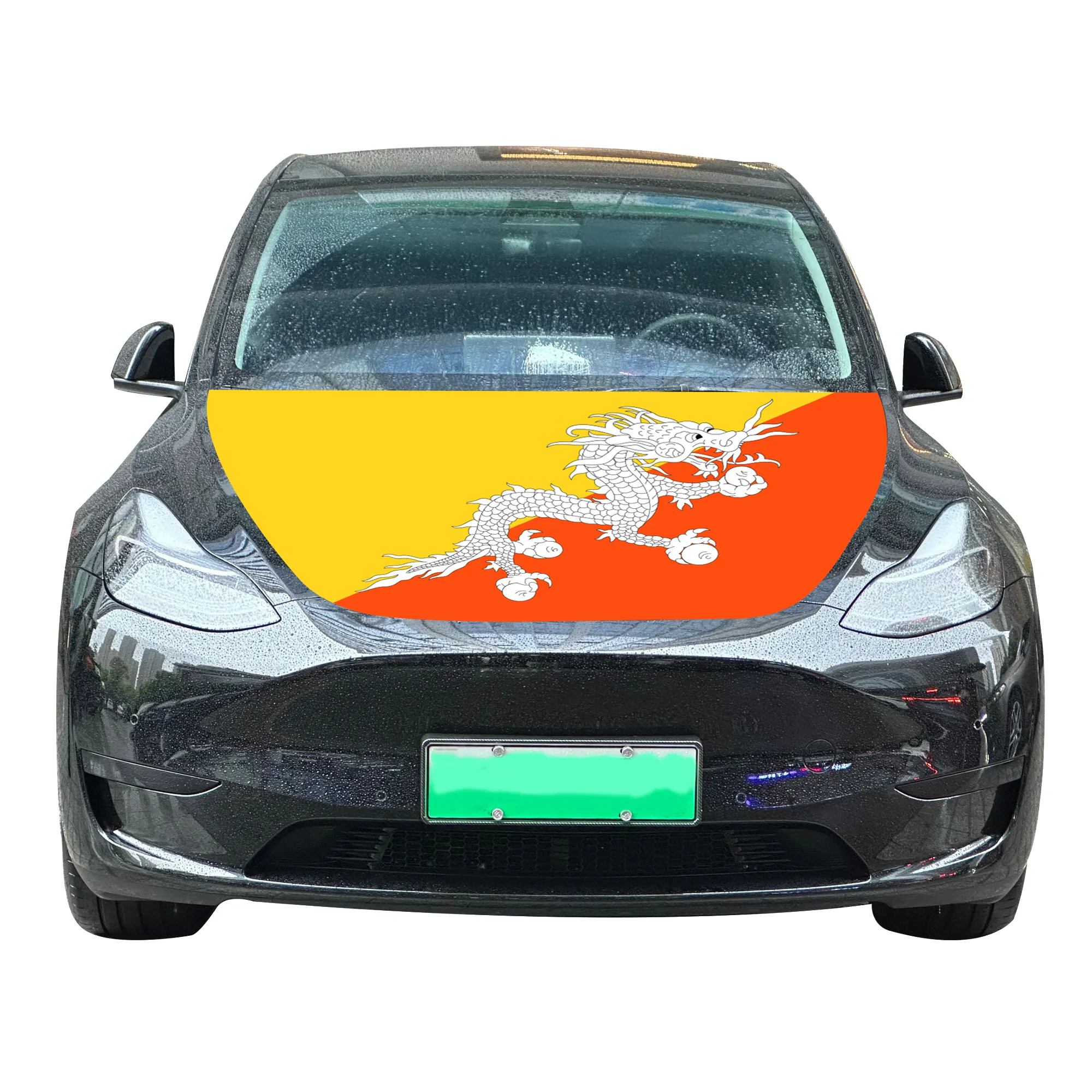 Großhandel 120 × 150 cm Bhutan Auto-Haubenbezüge Flagge erschwinglich verschleißfeste und langlebige Auto-Engine-Haubenbezug