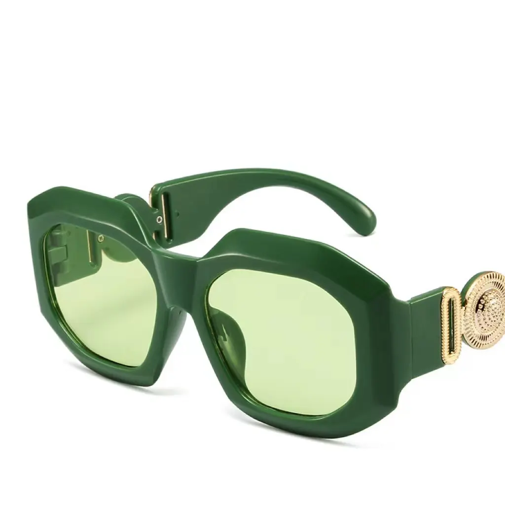 نظارات شمس للجنسين, نظارات شمس صيفية مستطيلة الشكل للجنسين مناسبة للسفر والقيادة باللون الأخضر بتصميم Steampunk نظارات شمس مربعة الشكل للجنسين