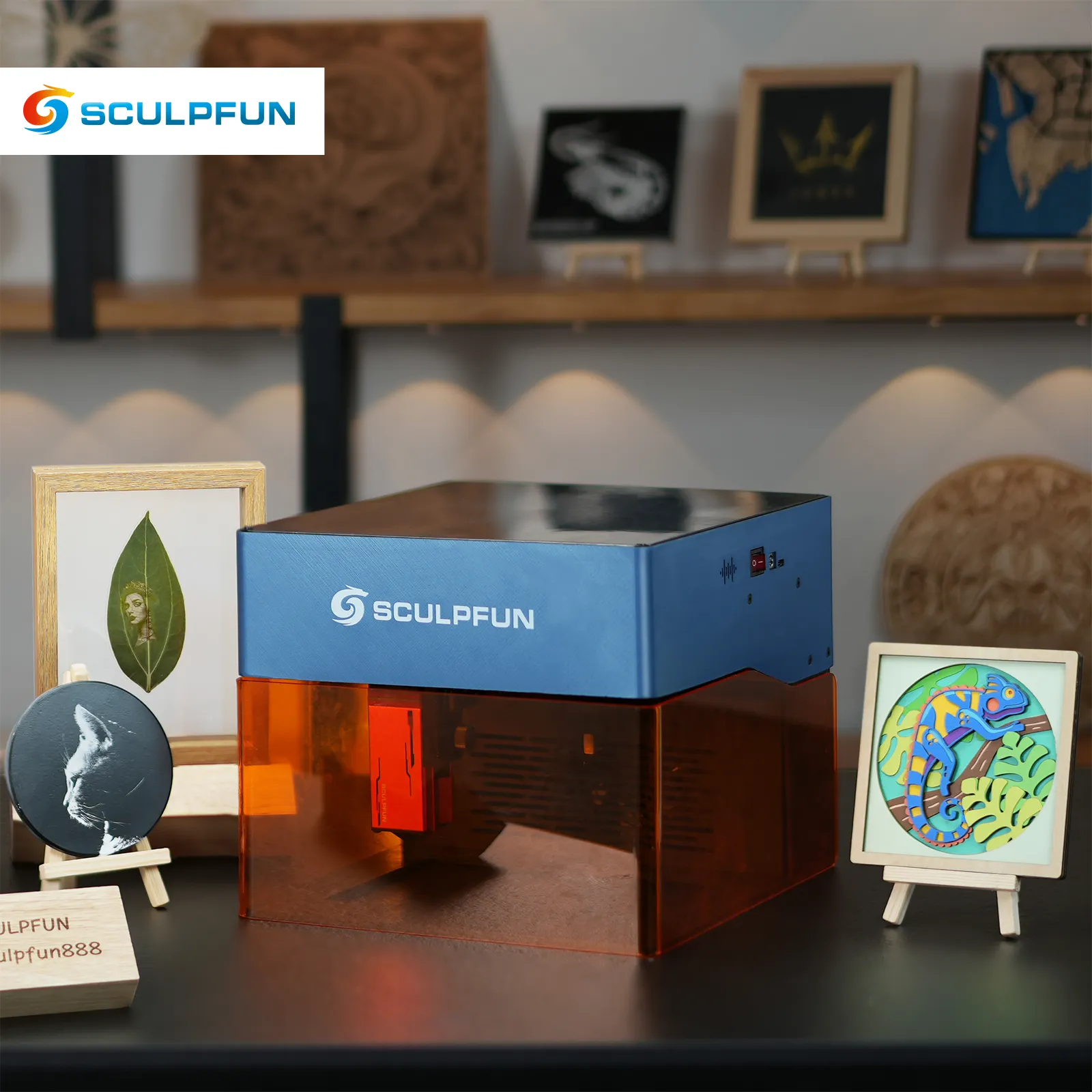 Sculpifun iCube Mini 3d piccola macchina per incisione laser fai da te per metallo in pelle di vetro gioielli di legno cristallo acrilico in pelle plastica