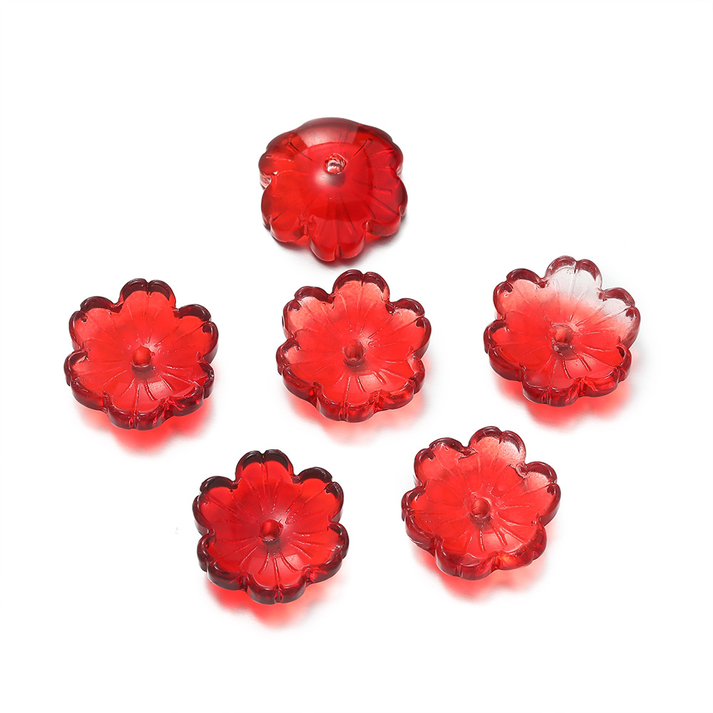 Glass spacer beads - red