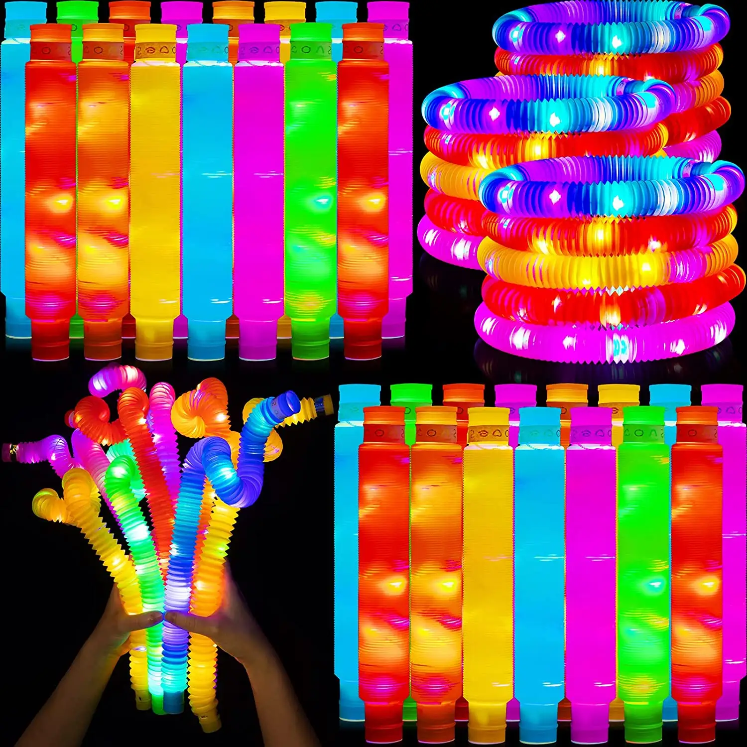 PT Fast Delivery Lights Up Toys Led Pop Tube Suministros para fiestas Juguetes sensoriales para niños Light Up Pop Pipes Light Pop Tube