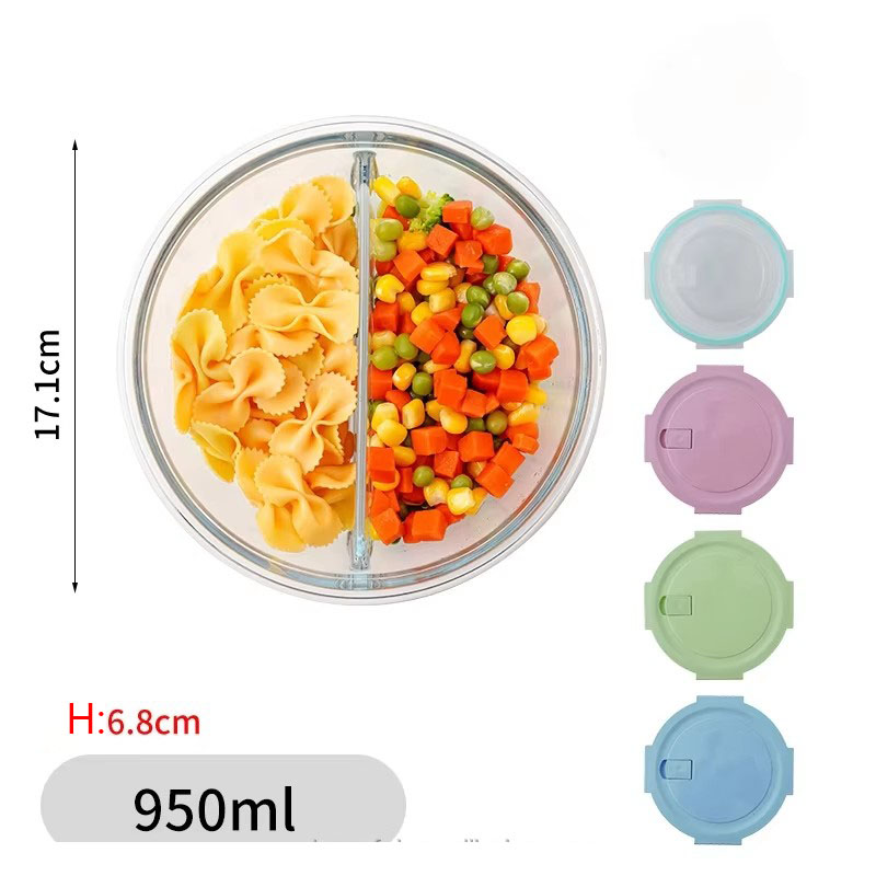 Transparent round 950ml (2 Compartments)