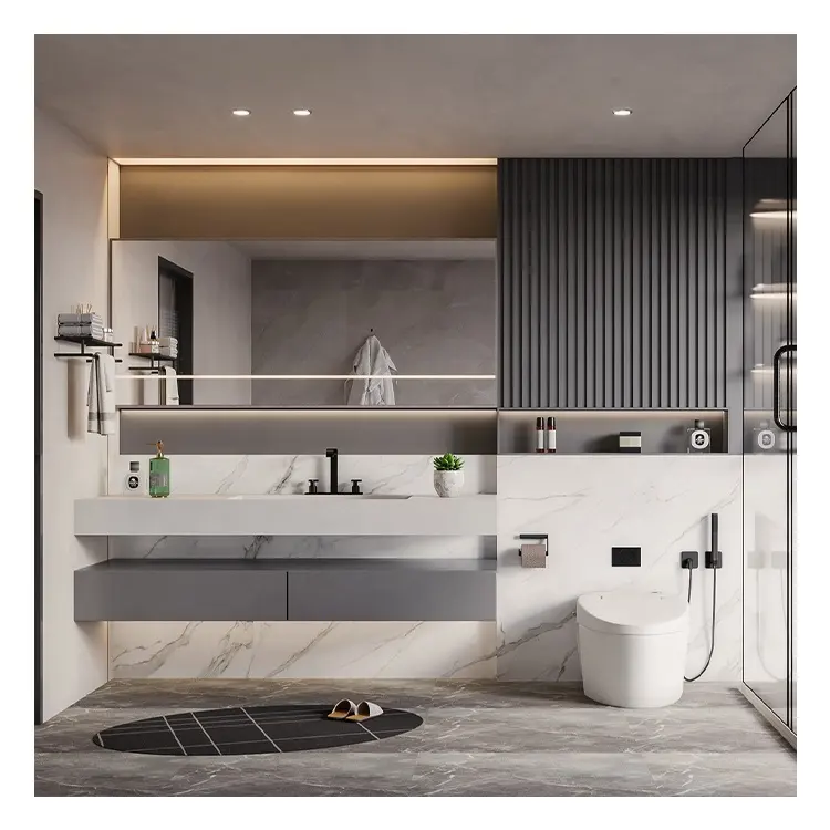 Çok fonksiyonlu San Jose mutfak dolabı seti tezgah üstü çift lavabo banyo Vanity dolapları ile Modern