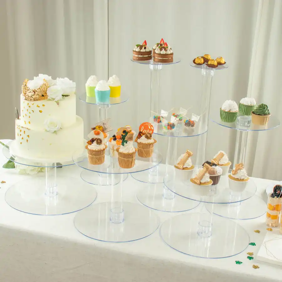 Supporto per Cupcake trasparente a 8 livelli piedistalli da Dessert vassoio per alimenti torre Set di alzate per torte in acrilico
