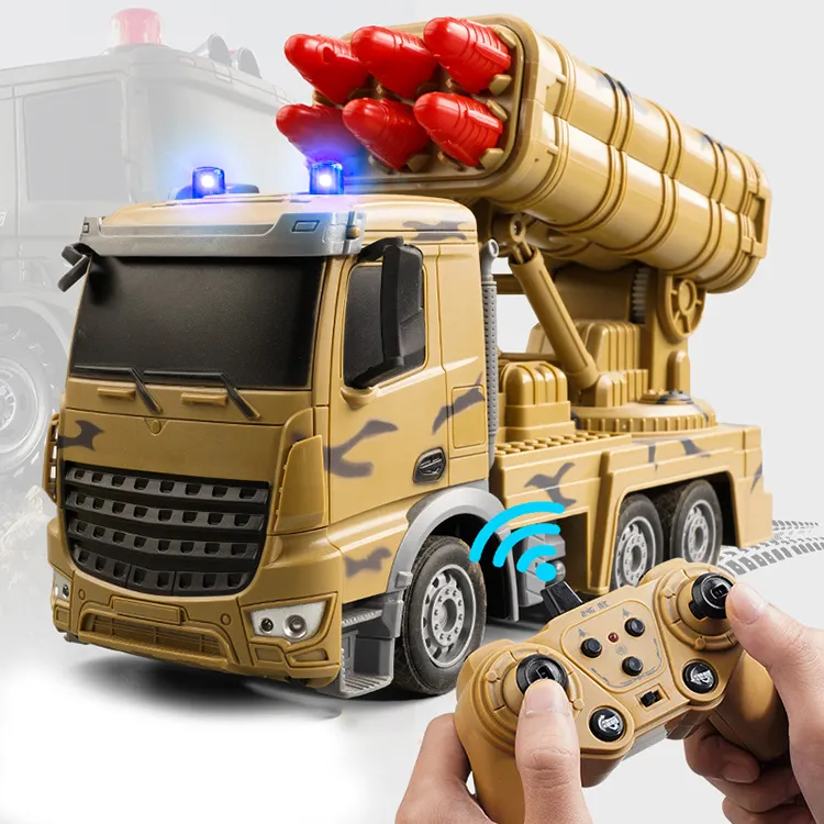 Camión Militar teledirigido con Control remoto para niños, vehículo de radiocontrol de 2,4G y 12 canales