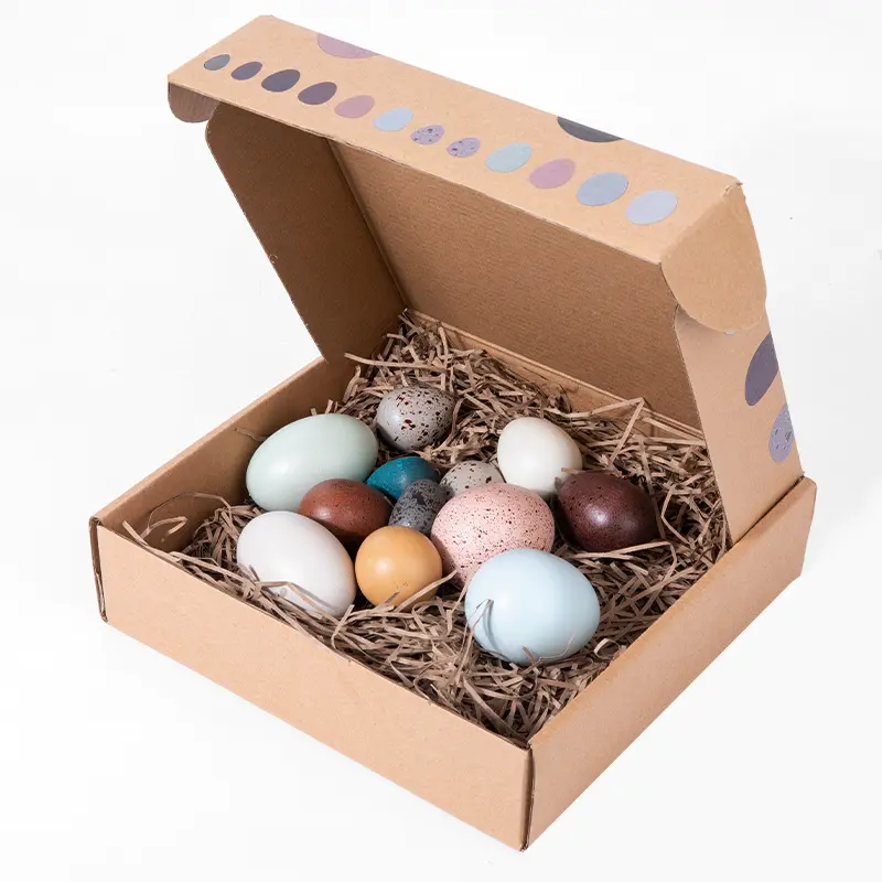 新しいスタイルの子供たちの遊びの家のシミュレーションDIY木製のおもちゃ12個のカラフルなアヒルの卵塗装鳥の卵セット