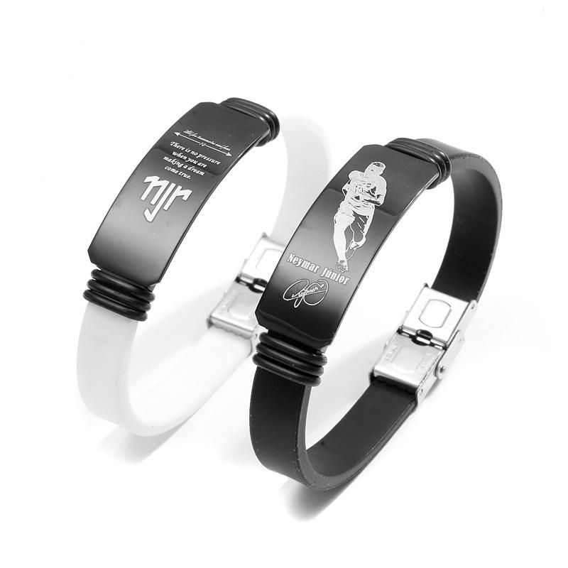 Ensemble bracelet plaqué (Neymar) noir et blanc 2 pièces