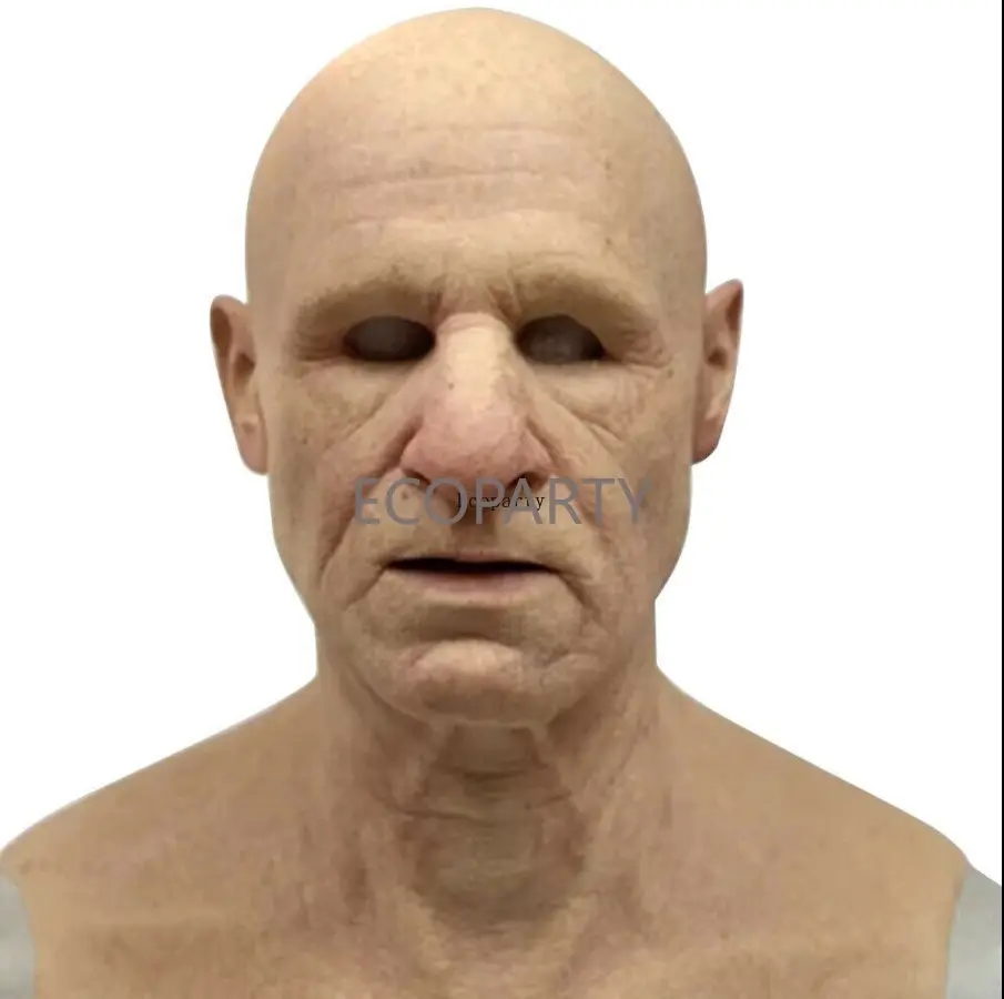 Máscara de cabeza completa de Halloween para hombre mayor, gorro de látex para Cosplay, de silicona, novedad de 2021