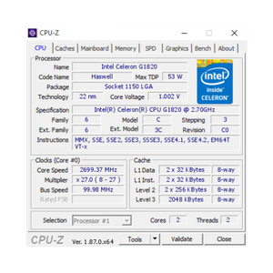 デュアルコアCPUプロセッサーIntel G1820 2.7GHz 2Mキャッシュ - Product Image 3