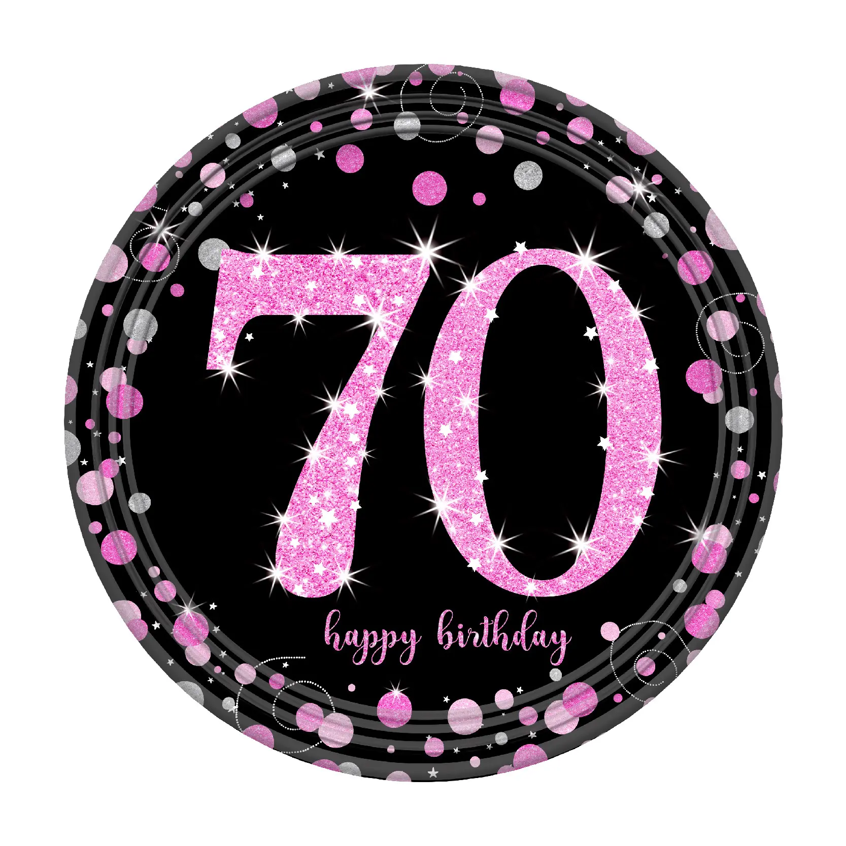 Siyah altın pembe 21th-80th yaşında doğum günü partisi malzemeleri dekorasyon tek kullanımlık sofra seti yıldönümü anma günü