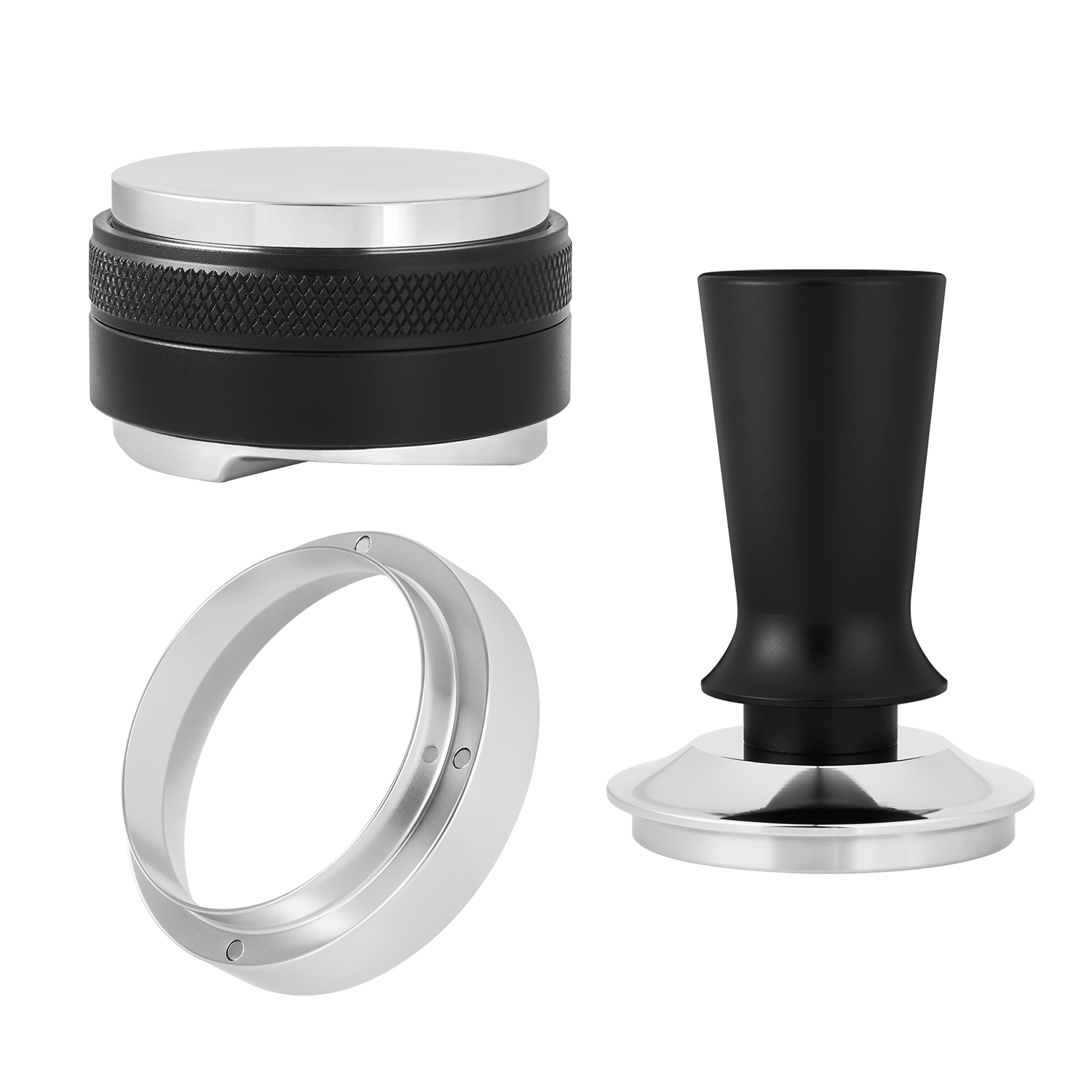 Tamper, embudo dosificador, nivelador
