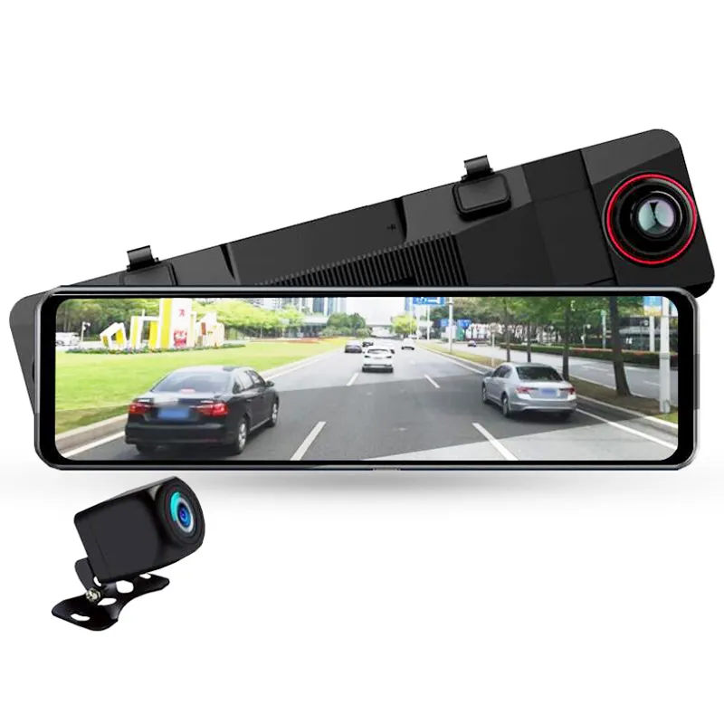 11inch Dual lens DVR rearview mirror car surveillance camera