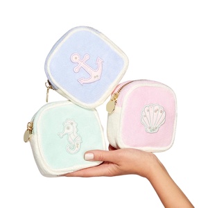 High Quality <strong>New</strong> Arrive Makeup <strong>Pouch</strong> Custom Embroidery Patches Logo Cosmetic Bag Mini <strong>Pouch</strong> Terry Cloth <strong>Pouch</strong> - Product Image 1