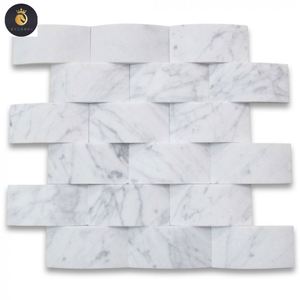 Carrara đá cẩm thạch trắng 3D cambered 2x2 cong cong Gạch Mosaic Mài - Product Image 5