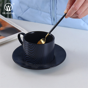 北欧定制标志茶卡布奇诺浓缩咖啡饮料咖啡杯可重复使用套装陶瓷咖啡杯套装带茶碟