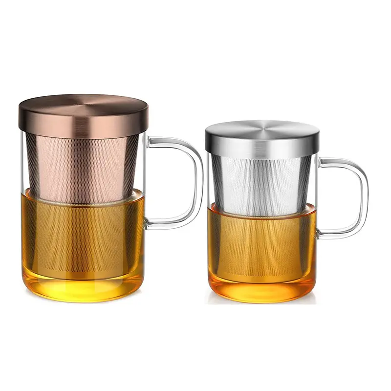 Tasse à thé en verre Borosilicate de grande capacité, tasse à thé en verre résistant à la chaleur, tasse à thé à feuilles mobiles avec infuseur en acier inoxydable