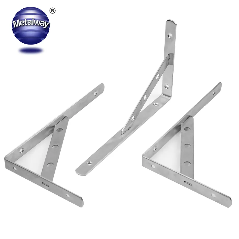 Metal Unfolding Shelf Supports Wall Mount Shelf Bracket for Table Space Saving DIY Bracket Stainless Steel Shelf Bracket