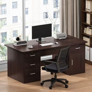 <strong>Simple</strong> Business <strong>Desk</strong> with Lock Desktop <strong>Computer</strong> <strong>Desk</strong>, Work <strong>Desk</strong> Multi-drawer Staff Workstation - Product Image 3