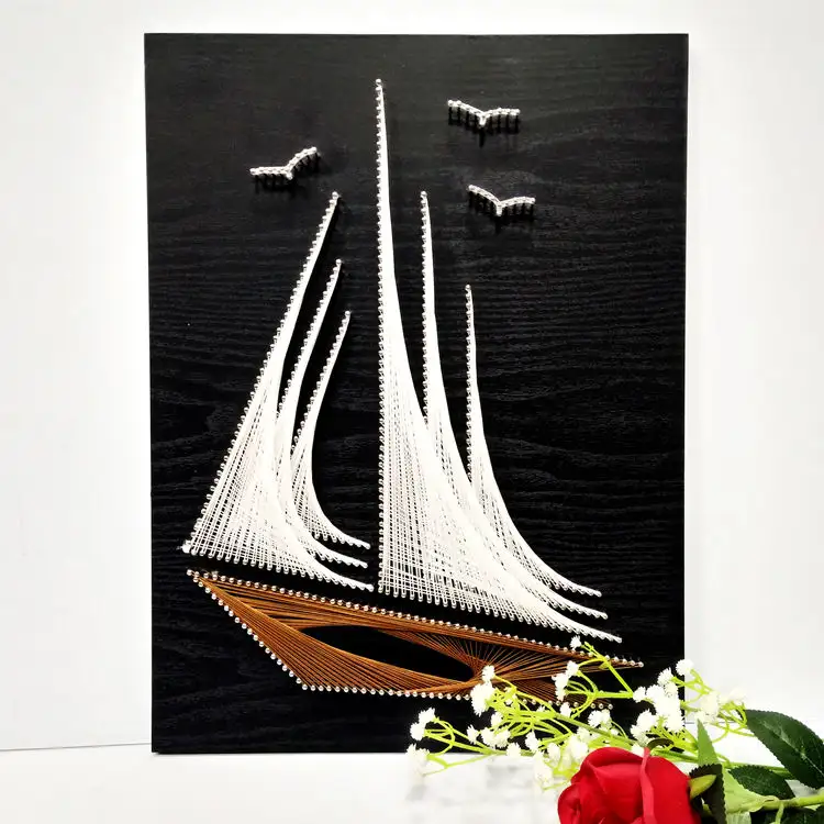 Großhandel Segelboot Nägel Kunst Malerei DIY String Art Kit für Home Decoration