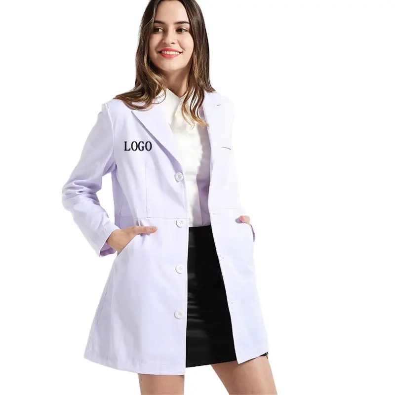 O vestido uniforme geral branco da enfermeira projeta o doutor personalizado do cientista veste o revestimento do laboratório para o hospital