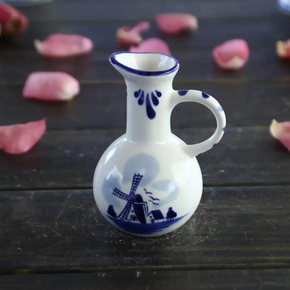 Di vendita caldo elegante di rosa vaso di porcellana di ceramica/rosa decorativo per la casa gres vaso/vaso di rosa e blu smaltato di fiori di ceramica vaso