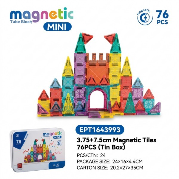 EPT1643993-3.75+7.5cm Baldosas Magnéticas 76 Piezas (Caja de Lata)