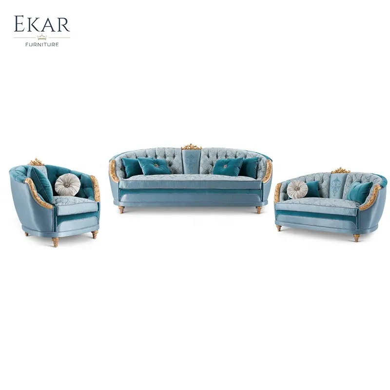 Luxo Mão Escultura de Veludo Clássico 6 Seaters Antigo conjunto de sofá Sala de estar Mobiliário Conjunto de Sofá árabe majlis