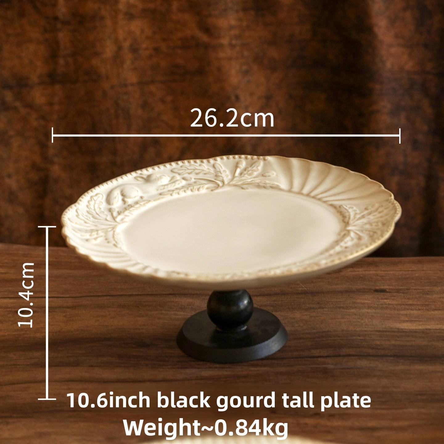 Assiette haute gourde noire de 10,6 pouces