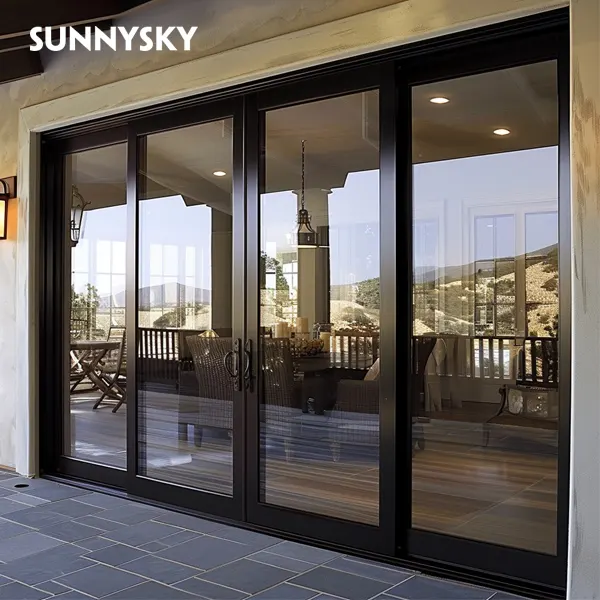 Sunnysky thiết kế USA nfrc tiêu chuẩn tùy chỉnh biệt thự nhôm Patio trượt cửa kính