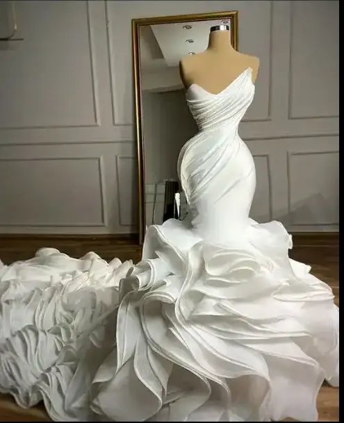 Váy cưới Nàng Tiên Cá phong cách mới sang trọng Châu phi váy cưới thiết kế mới ren Bridal gown