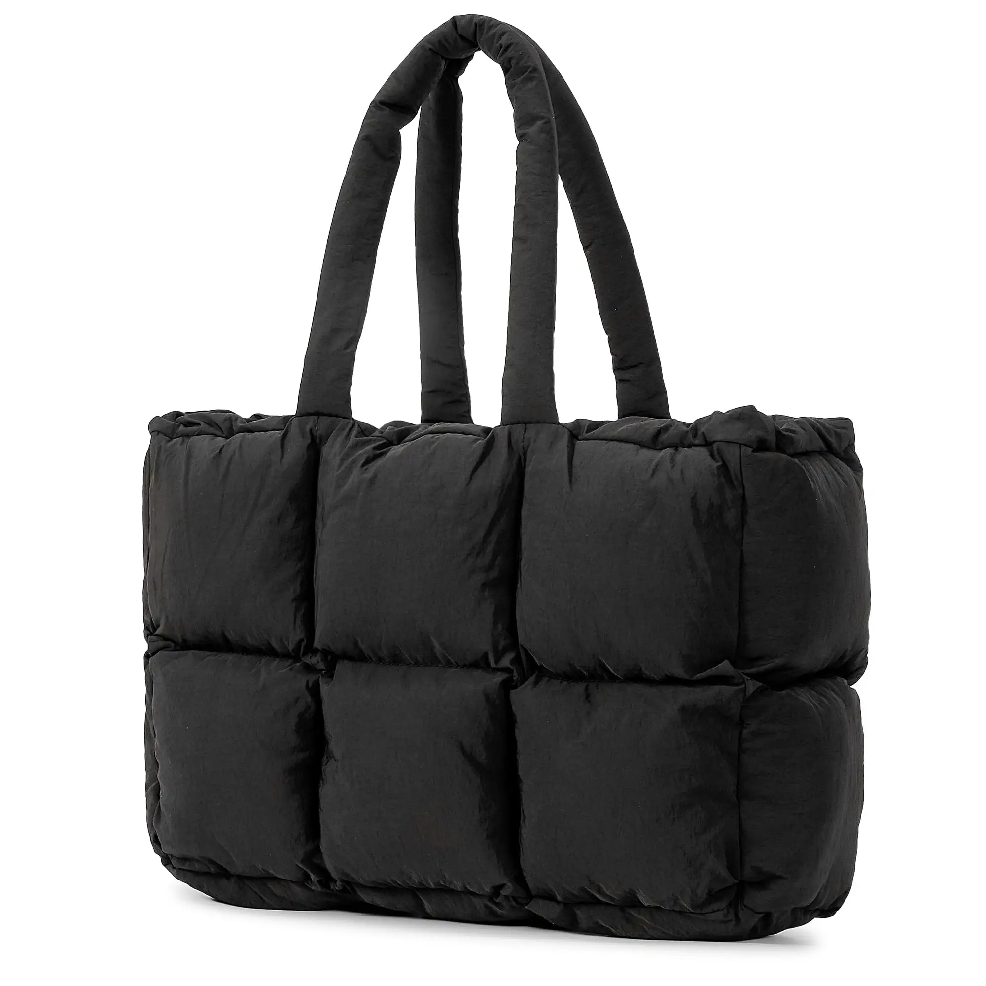 Puffy acolchado negro unisex moda Puffer Bag personalizado tela impermeable hombro Bolsos De Mujer Nylon puffi Tote bags