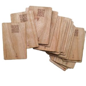 Benutzer definiertes Logo Einzigartiger QR-Code Gravur Druck Kirsch holz NFC Digital Visitenkarte - Product Image 1