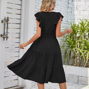 हॉट-सेलिंग ग्रीष्मकालीन फैशन वी-गर्दन स्तरित कमर ठोस रंग सुंदर सेक्सी महिलाओं के कपड़े - Product Image 6