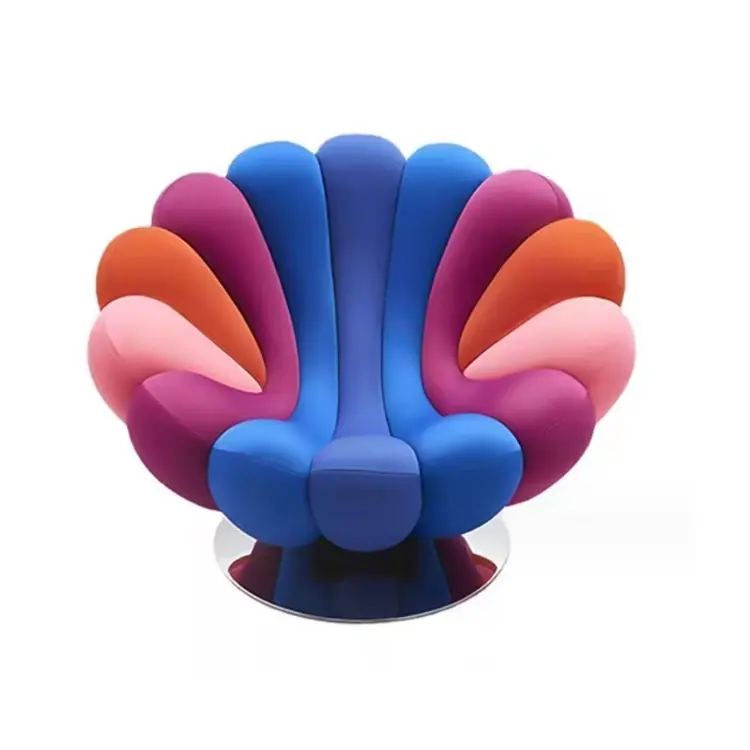 Divano singolo in velluto creativo italiano a forma di fiore e moderno semplice da soggiorno con sedia girevole per il tempo libero