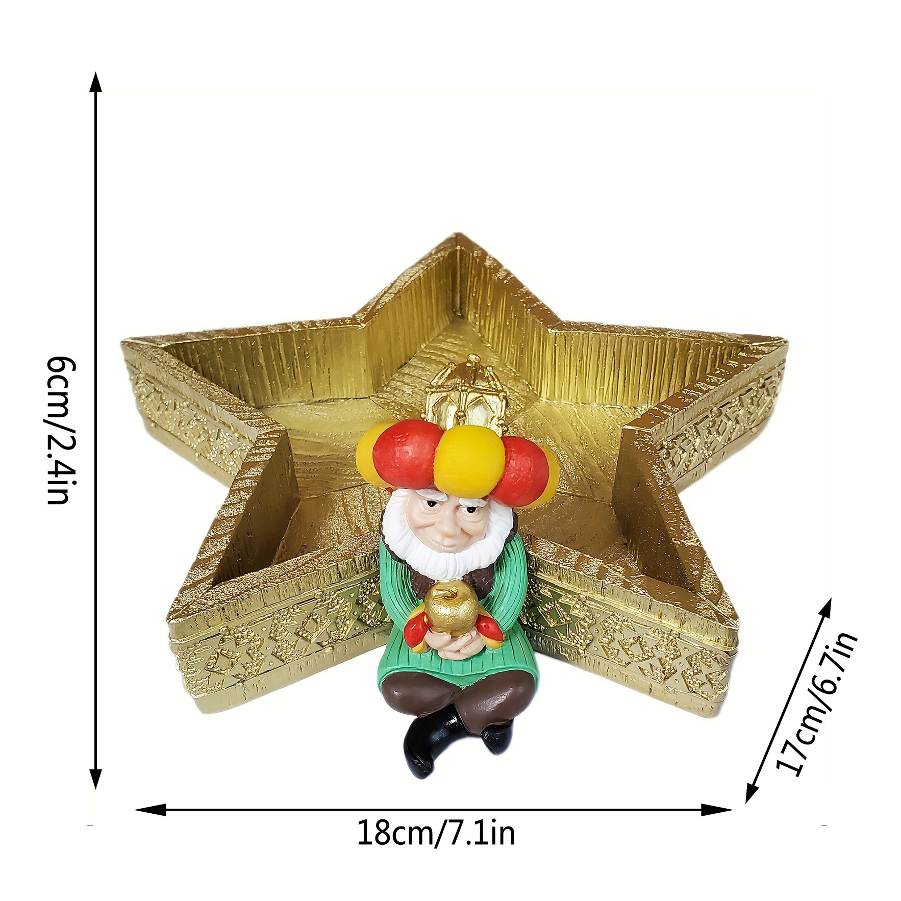 Caja de almacenamiento estrecha con forma de estrella de cinco puntas.