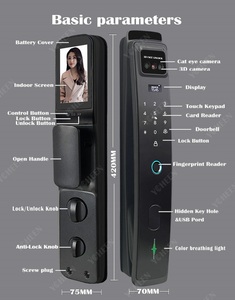 Impronta del viso con impronta palmare Tuya Wifi Smart elettronica blocco porta App con chiave Video citofono serratura a distanza serratura sicura mortasa - Product Image 6