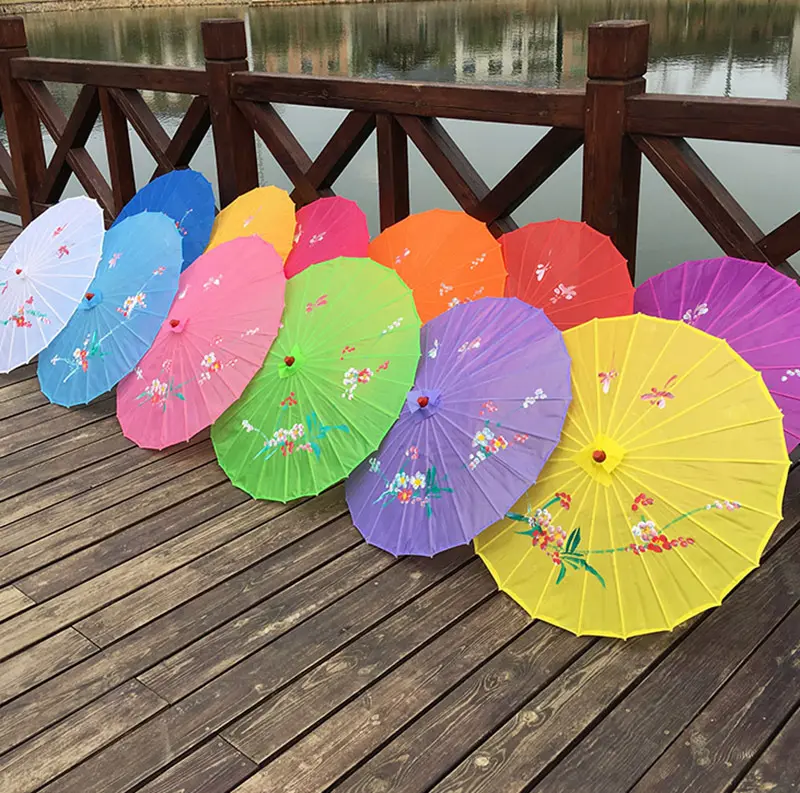 Adultos Tamanho Japonês Chinês Oriental Parasol tecido artesanal Guarda-chuva Para Festa De Casamento Fotografia Decoração guarda-chuva DH9587
