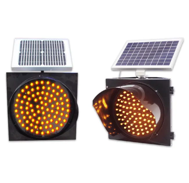 Venta al por mayor de venta directa amarillo de alto brillo intermitente LED calle solar semáforos