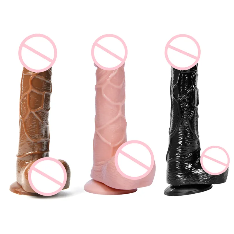 SHEYAY Produtos Sexuais Soft TPE Realista Dildo Vagina Sucção Cup Anal Butt Plug Feminino Massagem Penis Sex Toy Dildo Para Mulher