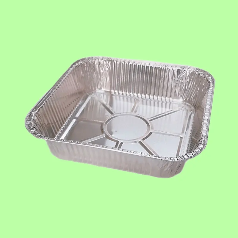 대외 무역 중형 사각형 바베큐 접시 식품 등급 일회용 알루미늄 호일 식기 오븐 사용 가능 팬 베이킹 접시