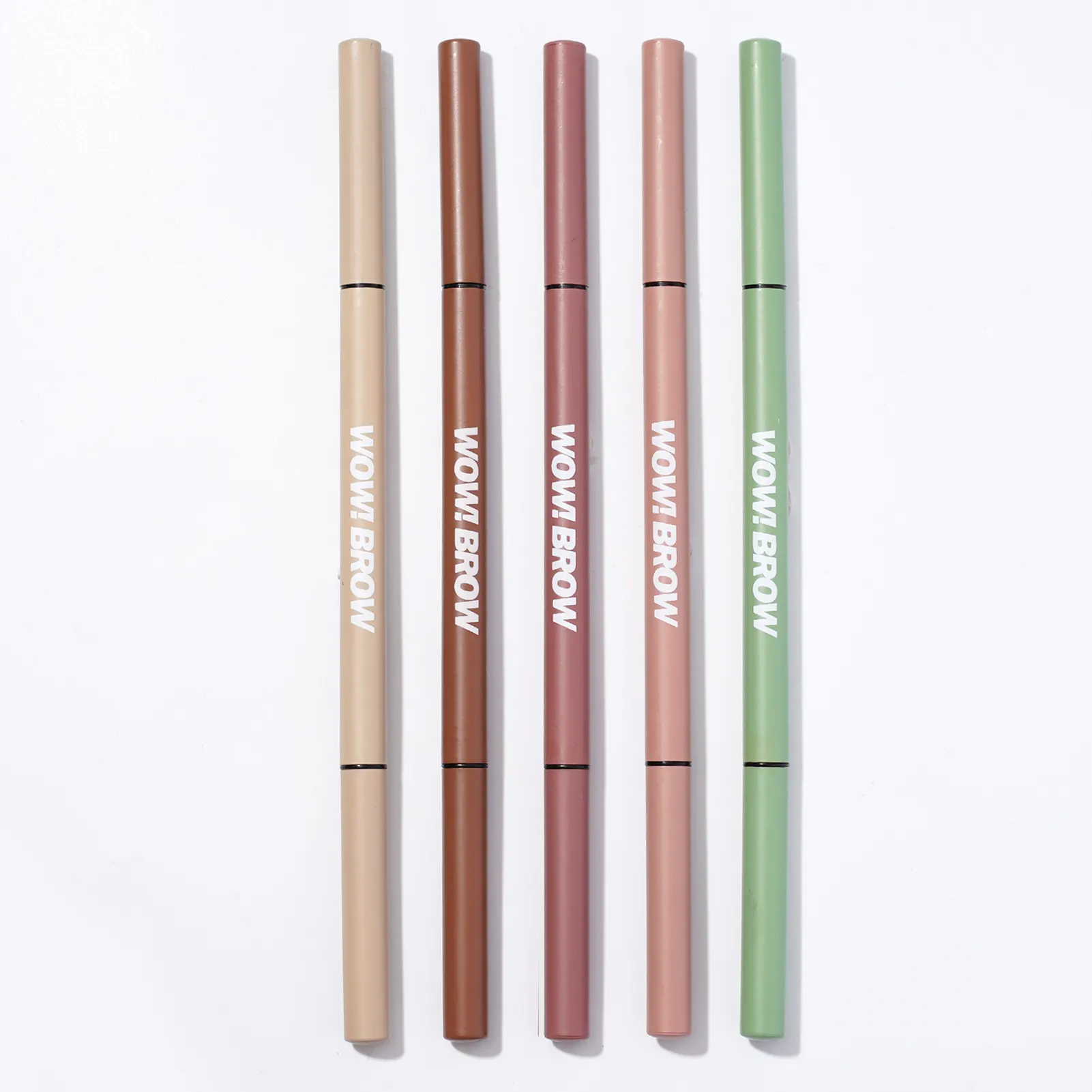 Private label Precise Dual Ended Lápis De Sobrancelha Personalizado Lápis De Sobrancelha Bege Nude Slim Crayon White Brow Pencil Brush OEM