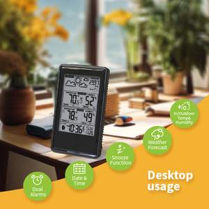 Weather Forecaster Reloj digital multifuncional Temperatura y humedad equipado con sensores para estaciones meteorológicas domésticas - Product Image 3