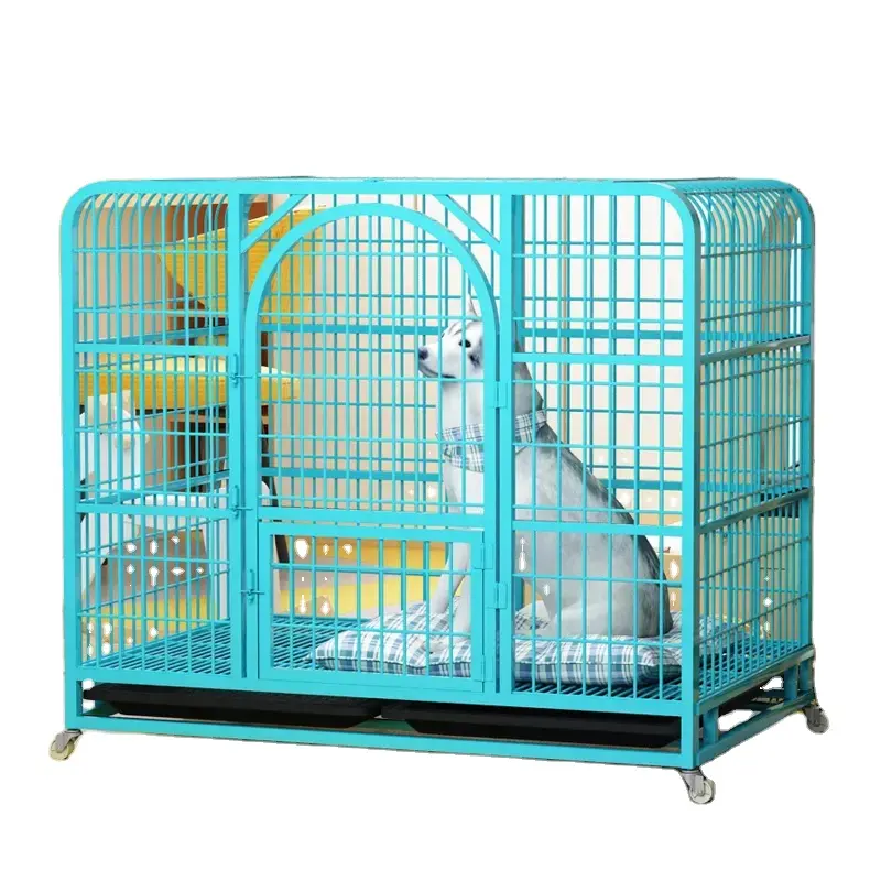 large free space domestic pet cat dog crate villa indoor pet house dog cage stainless with wheel