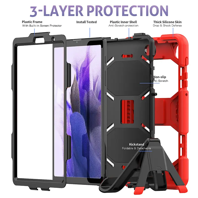 Casing Pelindung Seluruh Badan Samsung Galaxy Tab A7 Lite, Casing Tugas Berat Bahan Silikon Pelindung Seluruh Tubuh 8.7 Inci T220 T225