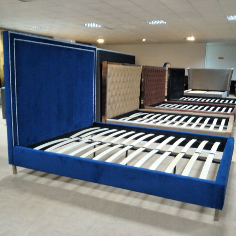 Customized high quality king double size upholstered bed designs for home
