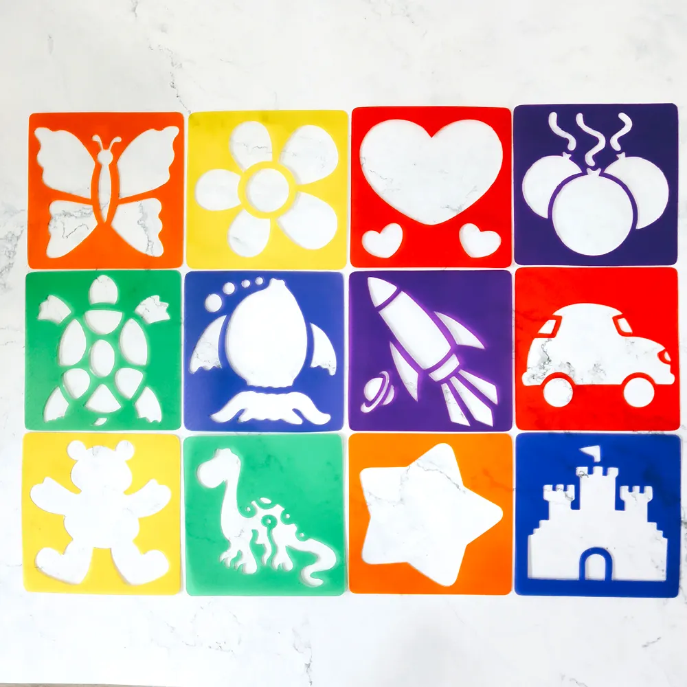 GF Nuovi Arrivi ogni giorno Template Riutilizzabili Per Bambini Vernice PP Art Disegno di Plastica Stencil Set