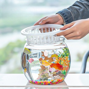 Usmilepet Bát cá nhựa bán chạy nhất bể cá nhỏ để bàn bể cá nhỏ bể tròn chai sáng tạo để trang trí văn phòng tại nhà - Product Image 3